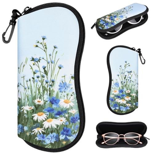 Image of Sunglasses Case with Belt Clip, Ultra Light Neoprene Zipper Soft Padded Glasses Case for Women Men