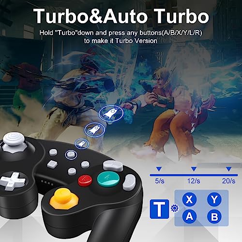 Adhjie Wireless Gamecube Controller For Nintendo Switch,Wireless Switch Pro Controller For Nintendo Switch/Pc/Steam,One-Button Wake Up,6-Axis Gyro Motion,Turbo & Auto Turbo thumb #3