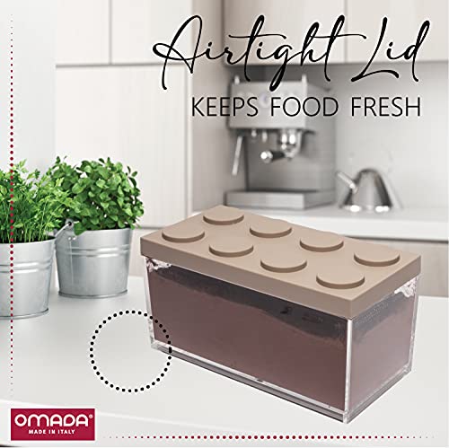 Omada Acrylic Brick Storage Container: Durable Canisters – Thick Acrylic Jar For Food, Craft Supplies, Cosmetics – Airtight And Dishwasher Safe – Bpa Free – Gray Lid – Made In Italy – 50 Oz (1.5 L) #TOP2