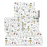 CENTRAL 23 Golf Wrapping Paper - 6 Sheets White Wrapping Paper For Men Dad Grandpa Uncle - Golf Sports Club - Comes With Stickers - Recyclable - Christmas Wrapping Paper Sheets