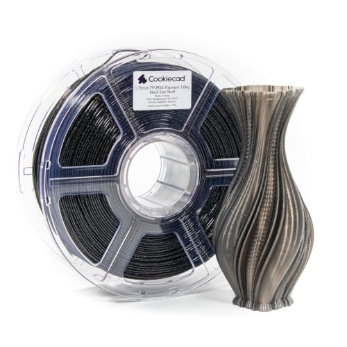 Cookiecad TPU Filament 1.75mm 1kg Glitter Translucent 3D Printer Filament - Black Star Stuff TPU