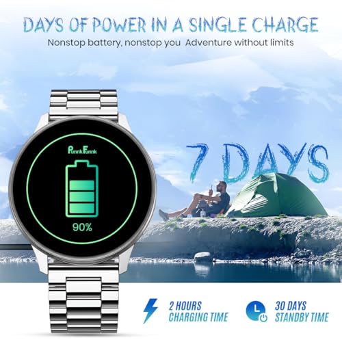 Image of PunnkFunnk Active 2 Smartwatch, 1.39 inch HD Round Display, Bluetooth Calling, Heart Rate & SPO₂, 100+ Sports Modes, IP67, Long Battery Life for Men & Women (Metal Silver)