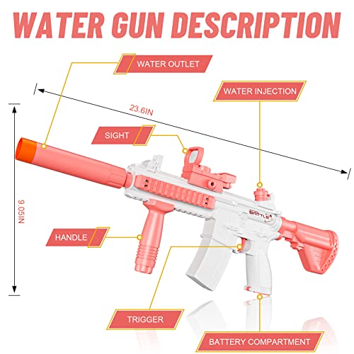 Electric Water Guns Reach Up To 34Ft Automatic Squirt Gun 4000Cc Large Capacity Water Blaster For Kids,Boy,Girls,Adults,Outdoor Pools,Outdoor Parties,Beaches(Pink) #TOP3