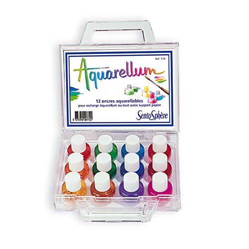 SentoSphère - AQUARELLUM - VALISETTE 12 ENCRES - Recharge Peinture Aquarellum - Kit peinture - Peinture Aquarellable Magique - A partir de 7 ans - fabriqué...