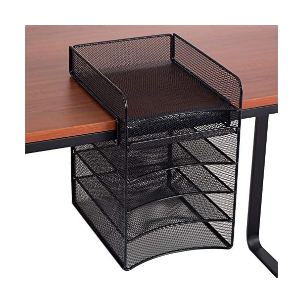 Safco-Products-Onyx-Mesh-5-Tray-Underdesk-Hanging-Organizer-1025W-x-1237D-x-1437H-Easy-Assembly-Black-Powder-Coat-Finish-Durable-Steel-Mesh-Construction-20-lb-Capacity Safco-Products-Onyx-Mesh-5-Tray-Underdesk-Hanging-Organizer-1025W-x-1237D-x-1437H-Easy-Assembly-Black-Powder-Coat-Finish-Durable-Steel-Mesh-Construction-20-lb-Capacity