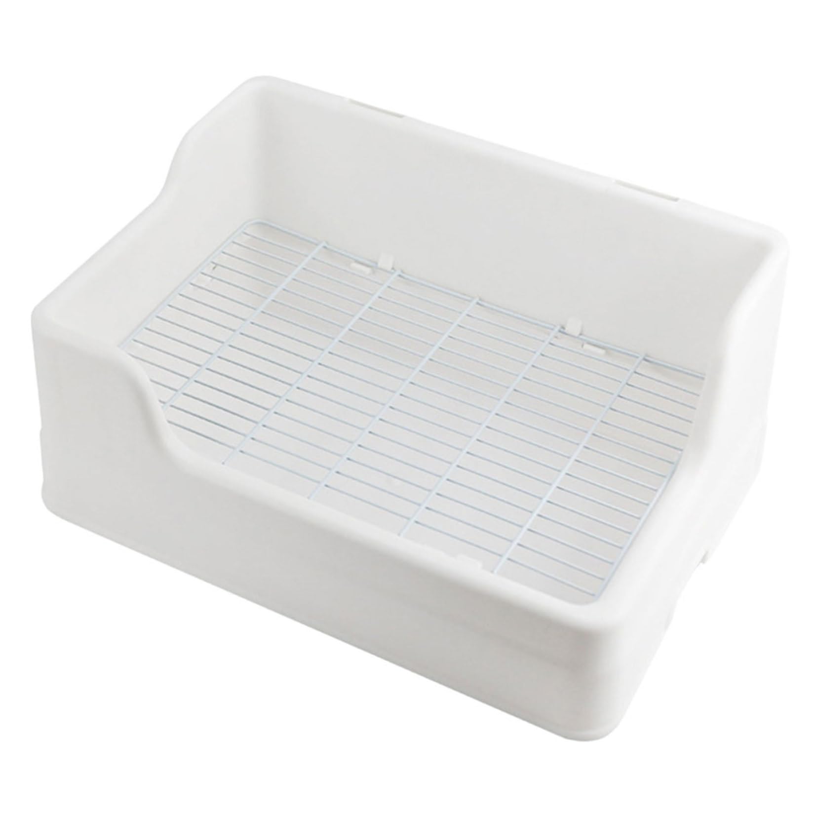 Lettiera per Conigli in Plastica Bianco, Materiale Riutilizzabile Griglia Separata, Toilette Grande Antiribaltamento per Animali Domestici e Conigli