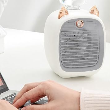 EZERE Hava Nemlendiricili Masaüstü Fan Tasinabilir Mini Klima Sogutucu, GRI