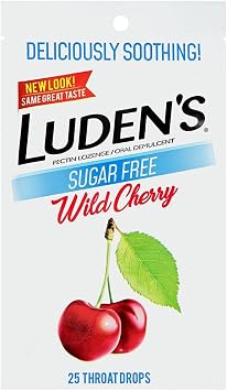 Ludens Throat Drops, Sugar Free Wild Cherry, 25 Count