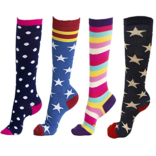 Kit Meias Infantil 4 Pares Cano Alto 3/4 Jokenpô Azul Cor:Azul;Tamanho:M