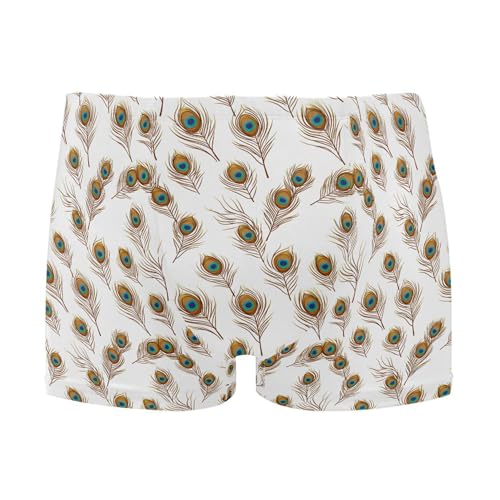 Peacock Feather Mens Swim Trunk Swimwear Bathing Suit Swim Brief Square Leg Board Short S B0403439