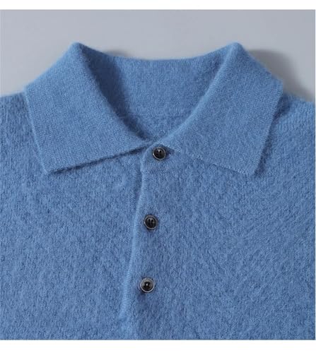 Men's Cashmere Sweater Solid Color Polos Collar Solid Color Loose Knitted Pullover Soft Warm Sweater3