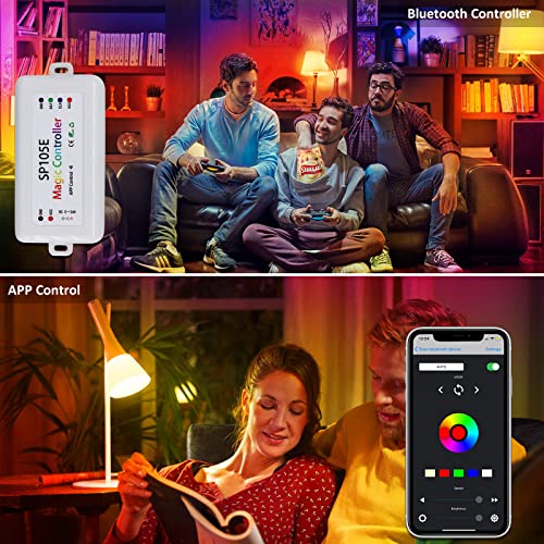 Image of SP105E Led Controller, Ws2812b Controller for Smart IC Led Lights Like Ws2811 SK6812 Ws2815 Ws2813 APA102, Wireless Bluetooth Addressable LED Controller for Indoor Use