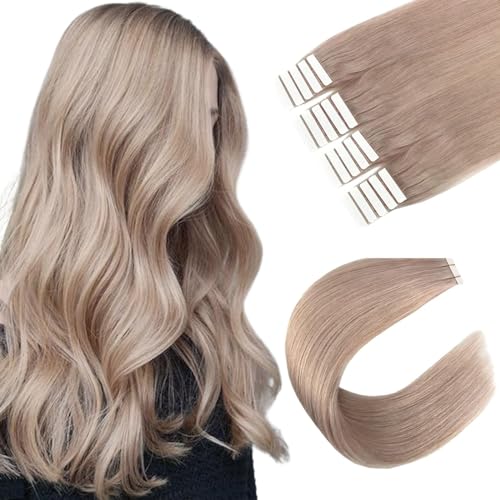 Image of Sixstarhair Tape in Hair Extensions Seamless Tape In Extensions for White Women 20 Pieces per Pack Hair Extensions Remy Human Hair 50g [Color 18 Dirty Blonde 22inch]