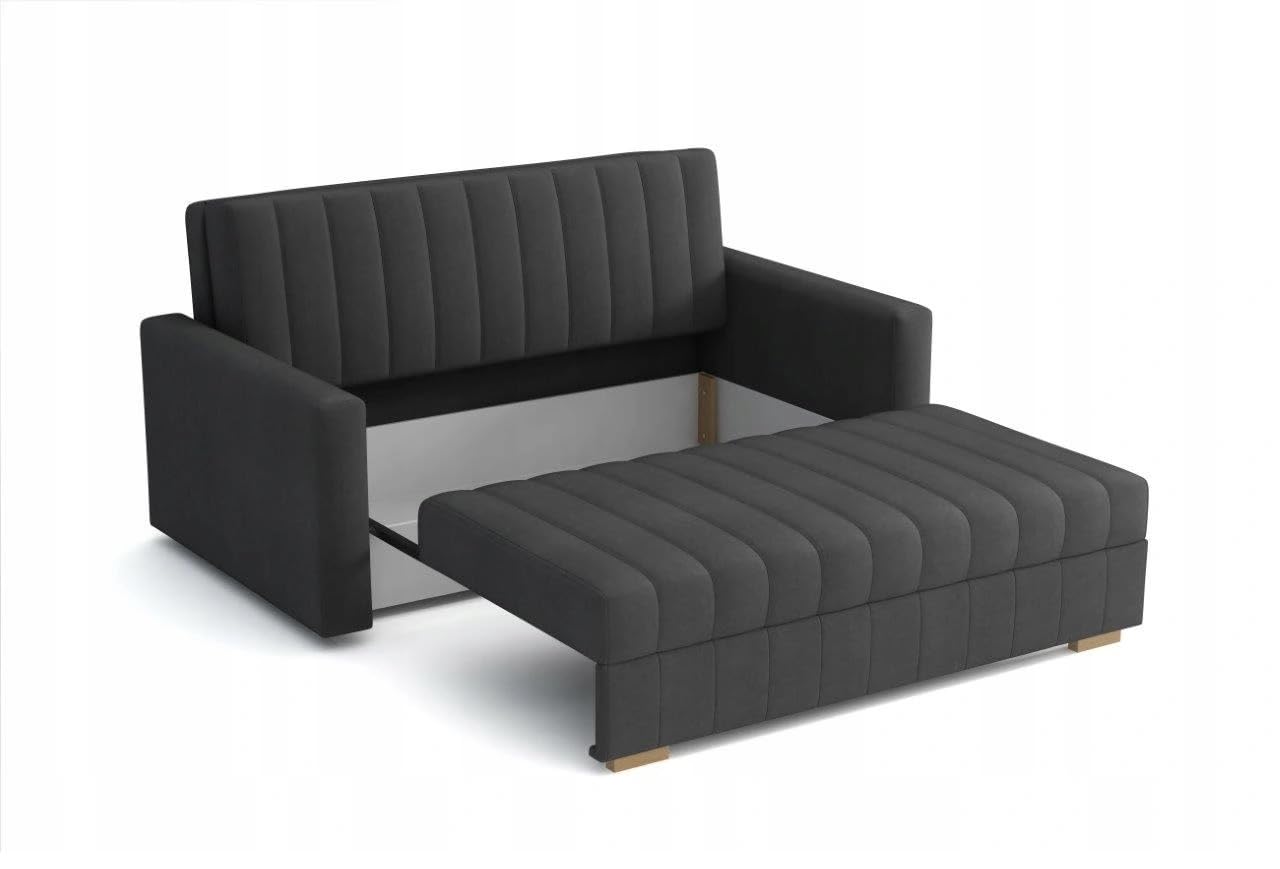 Schlafsofa klein Zanzibar I Sofa 3 Sitzer 153 cm Breit I Sofa mit Schlaffunktion I Schlafsofa mit Bettkasten I Couch mit Schlaffunktion Klein I Grau