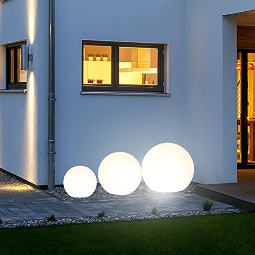 s.LUCE 3er Set Kugelleuchten Globe+ mit LED Ø 30 40 50cm Dekolampe Aussen