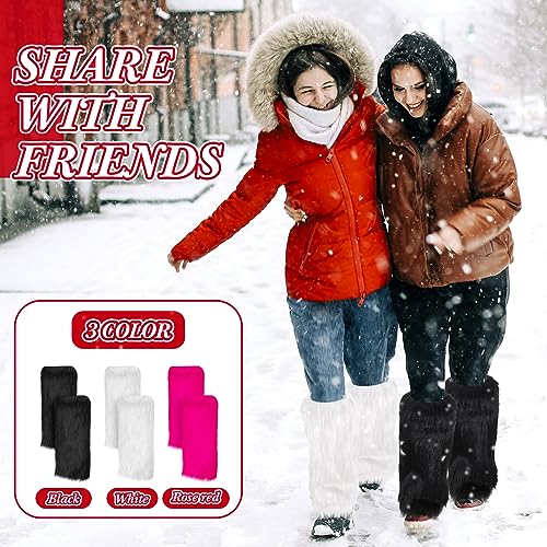 Vicenpal 3 Pair Faux Fur Leg Warmers Sets - Soft Boot Winter Cuffs Cover for Women's Festival Wear3