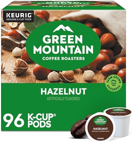 Green Mountain Coffee Roasters Hazelnut, Single-Serve Keurig K-Cup Pods, Flavored Light Roast Coffee, 96 Count