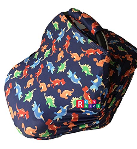 Image of Rosy Kids Stretchy Infant Car Seat Canopy Cover, Jersey Car Seat Cover Elastic Nursing Scarf Privacy Cover with Matching Car Seat Handle Cover and Baby Hat, Color31JY04
