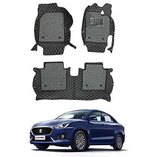 Image of Oshotto /Coozo 7D Car Floor Mats Compatible with Maruti Suzuki Dzire 2017-2025 (Set of 3, Black)