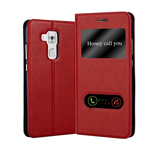 Cadorabo Funda Libro para Huawei Nova Plus en Rojo AZRAFÁN - Cubierta Proteccíon con Cierre Magnético, Función de Suporte y 2 Ventanas- Etui Case Cover Carcasa