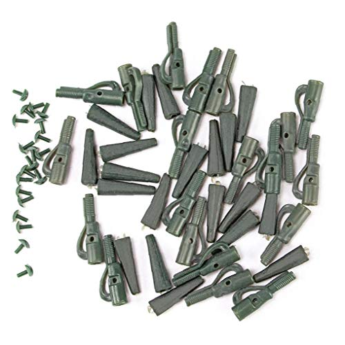 Matériel De Pêche Tackle Clips De Sécurité Clips Plomb De Queue À Pêche Caoutchoucs Équipement Rig Tackle pour La Carpe Peche Vert 50pcs Cover