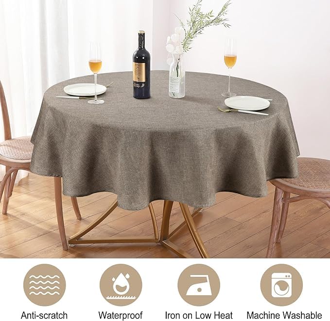 Image of AUSSPVOCT Textured Round Tablecloth 54 Inch for Birthday Party Home Decor