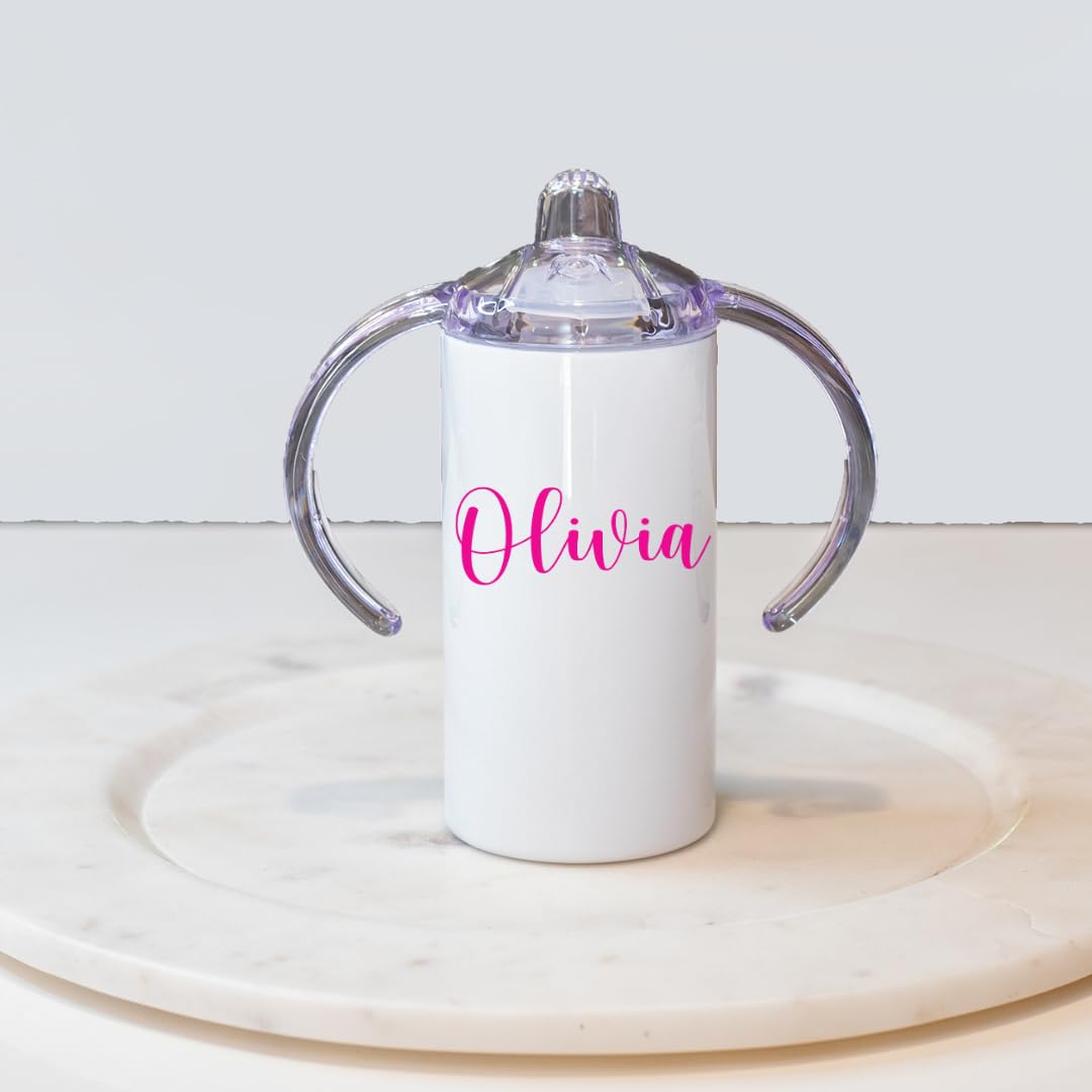 Personalized Sippy Cup | Any Name or Text | Baby Girl | Sippy Cups for Toddlers | Insulated Drinkware for Baby Girls | Stainless Steel | BPA Free |