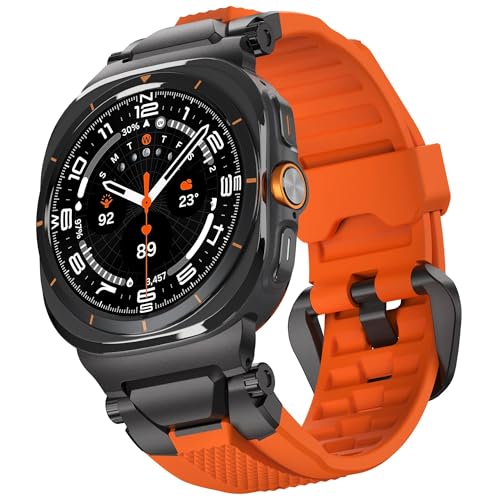 Image of ULTIMAL Watch Band for Samsung Galaxy Watch Ultra 47mm (2025 /2024) Compatible with Samsung Watch Strap Bands for Men Sport Bands for Watch Rugged Premium TPU & Metal (Orange+Black)