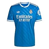 adidas Real Madrid 25/26 Men's Third Jersey (US, Alpha, Medium, Regular, Regular, Blue Bird)