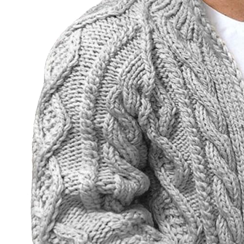 Men's Winter Slim Fit Open Sweaters Shawl Collar Cable Knited Cardigan Slim Fit Cable Knit Long Sleeve4