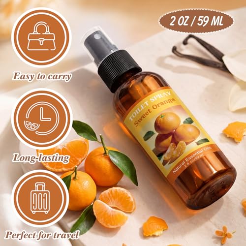 Image of 8 Pcs Toilet Spray Bathroom Odor Eliminator 2oz Air Freshener,Brown,Fruit | Lime, Lemon, Bergamot, Mandarin, Lemongrass, Grapefruit, Sweet Orange, and Blood Orange.