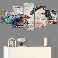 SIGNWIN 5 Panel Canvas Wall Art Modern Art Decorative Decorative Elements Digital Art Multicolor Patterns Urban for Home Decorations Ready to Hang - 60