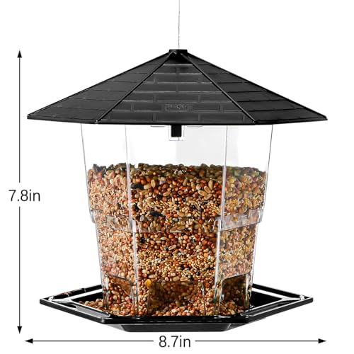 Jealoeur Bird Feeders for Outdoors Hanging Bird Feeder Wild Birds Seed, Black by Jealoeur - Used condition - Image 5