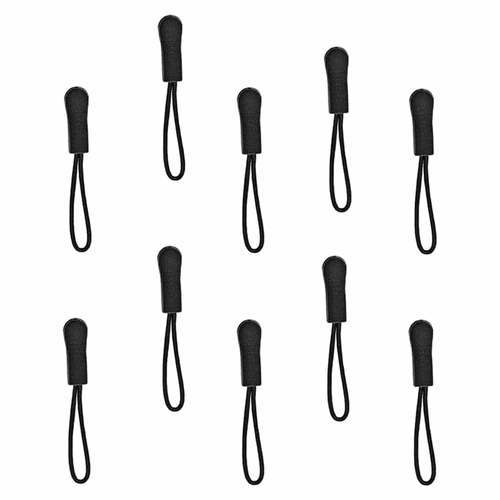 Younieyo Black 10 Pcs Zipper Pulls Non-Slip Zip Tags Zipper Extension Zip Puller Replacement For Backpacks Jackets Luggage Travel Cases Suitcases