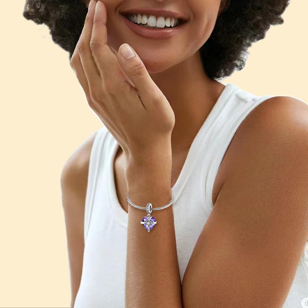 MICOO 925 Silver January-December Birthstone Heart Crystal Zirconia Pendant, fits most bracelets and necklaces, Women's Jewelry Gifts - Image 5