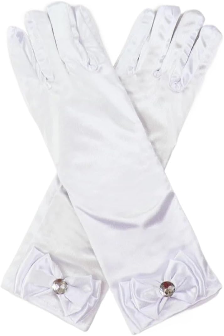 Satin Gloves 6pairs Girls' Princess Lace Gloves Satin Bow Long Gloves Performance Dress Satin Gloves
