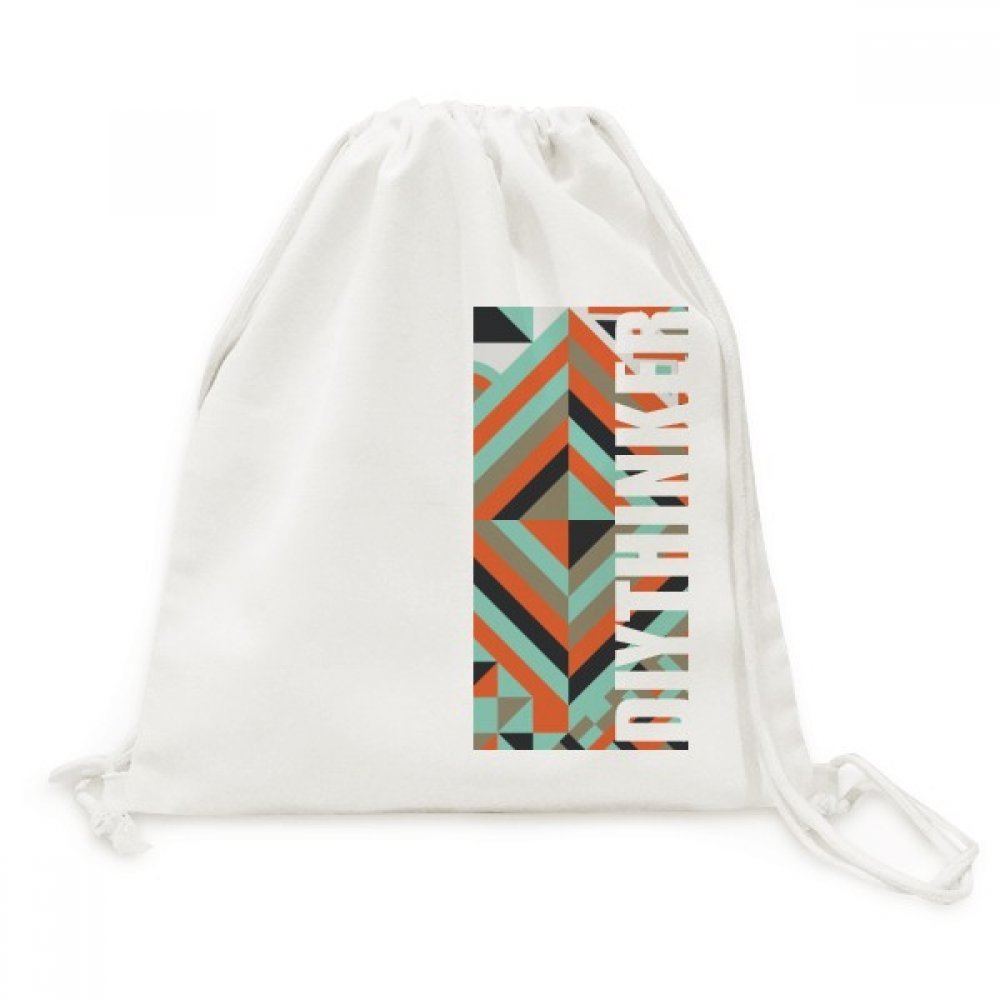 Toile drawstring backpack vert rhombus géométrique sac de voyage léger