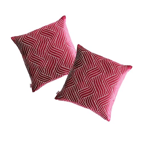 Image of Home - The Best is for You Burgundy Velvet Embroidered Cushion Cover | Pack of 2, 18x18 Inch
