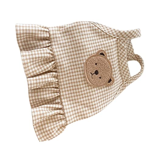 Vestido xadrez para cães, vestidos macios de verão com estampa de ursinho fofo evita bolinhas respir