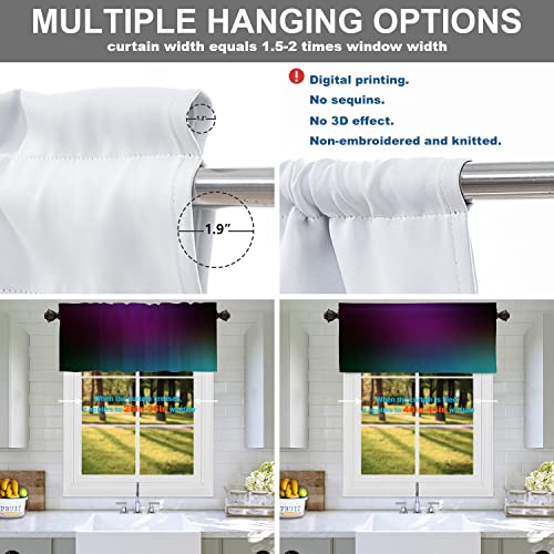 Batmerry Purple Teal Blue Green Kitchen Valances Half Window Curtain, Fancy Green Teal Black Kitchen Valances For Windows Bedroom Heat Insulated Valance For Decor Reducing The Light 52X18 Inch #TOP4