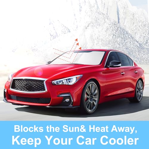 Image of Windshield Sun Shade Custom Fit for 2014-2023 2024 Infiniti Q50 Accessories Foldable Sunshade Sun Blocker Protect Car from Sun Rays & Heat Damage Keep Car Cooler