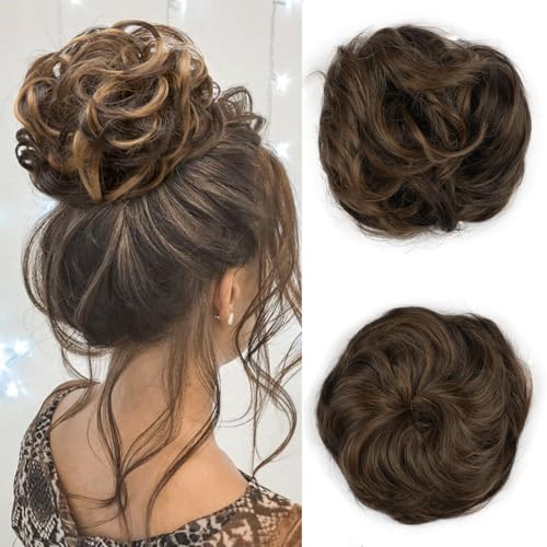 BwelsZJ Chignon lâche avec élastique - Chouchou Messy Bun avec cheveux synthétiques - Chignon volumineux et extension de cheveux pour femme