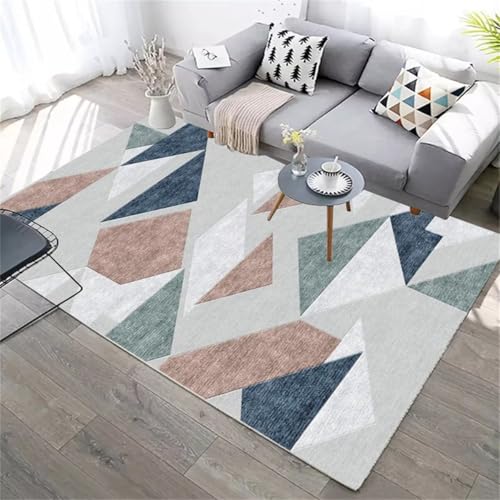 Tapis kitchen 90x150cm gris vert bleu à motif géométrique moderne - 2