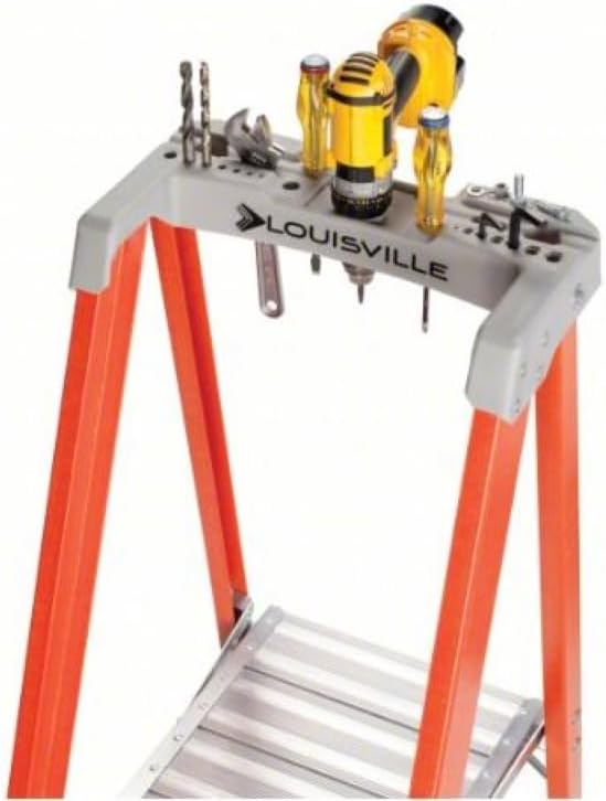 Louisville PK791A Pinnacle ProTop Replacement – Gray Top Cap with Tool Slots & Magnetic Tray – Fits Fiberglass Platform Ladders – Includes Rail Plates & Hardware
