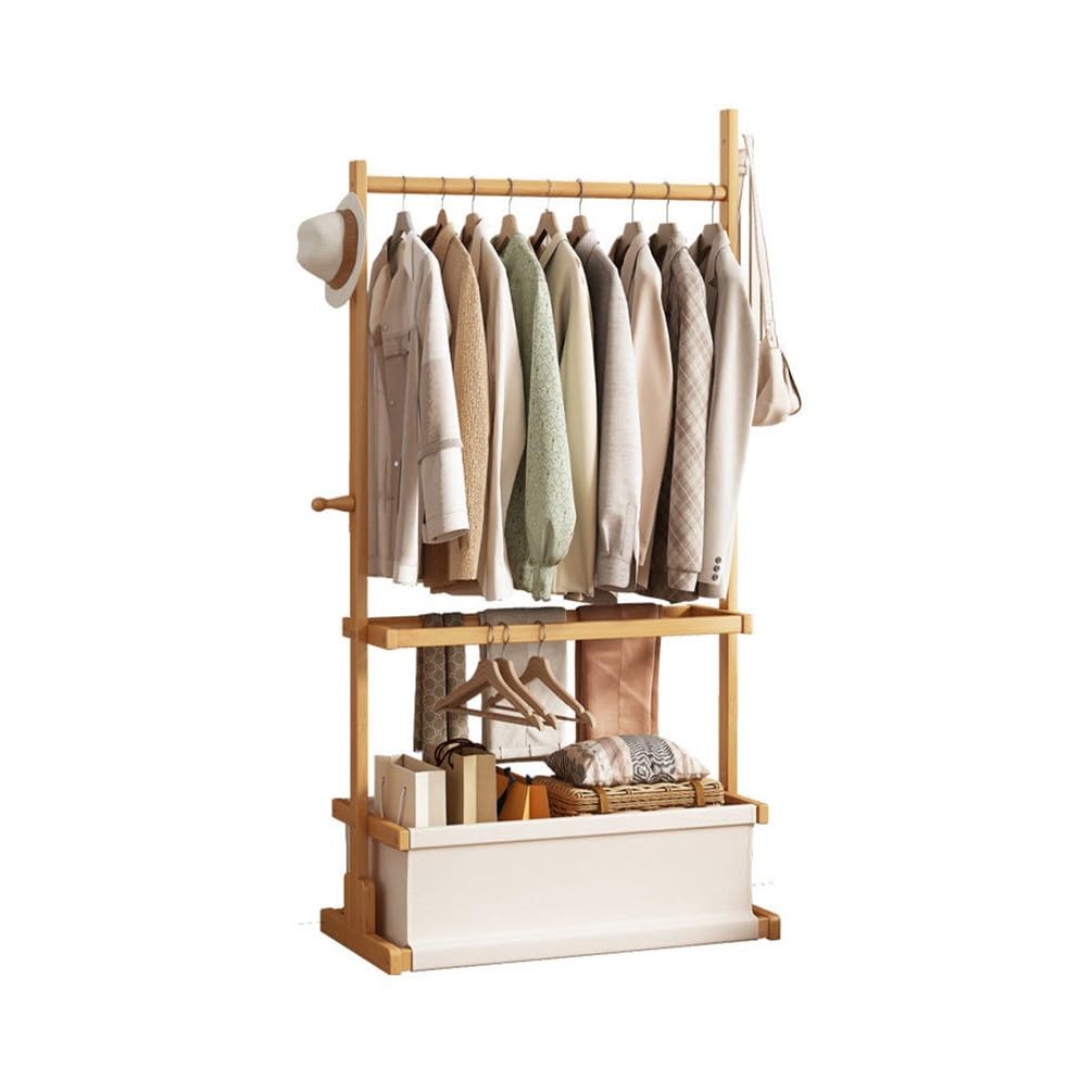 Aycdl B Amboo Coat Rack Stand With 4 Hanger Hooks And Storage For Entryway Edroom Living Room,-70X34x158cm