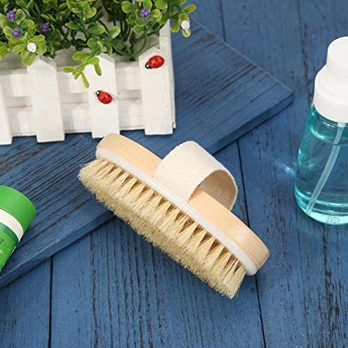 Cepillo de baño para piel seca, cerdas naturales suaves para el cuerpo, cepillo para SPA, cepillo de cerdas para ducha de baño de madera, cepillo para SPA, cepillo para el cuerpo, masajeador corpora