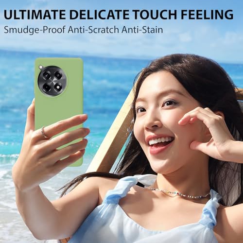Image of LIRAMARK Liquid Silicone Soft Back Cover Case for OnePlus 12R 5G (Mint Green)