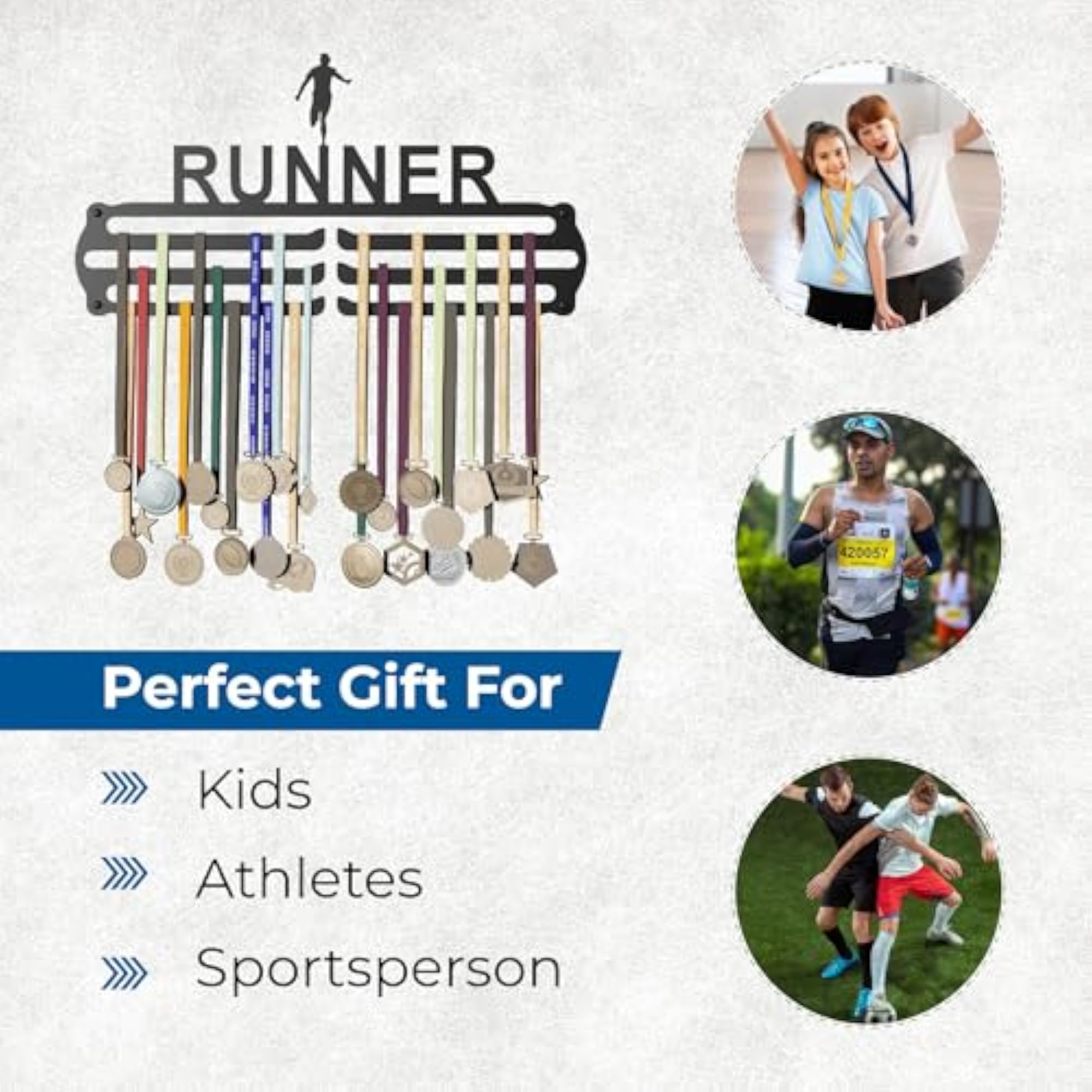 Runner Holder Metal Wall Display for 60 Medals