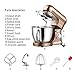 Kitchen Stand Mixer, 6.5 Quart, 6 Speed Tilt-Head Kitchen Mixer, Electric Food Mixer with Dough Hook, Wire Whip, Beater, Gold