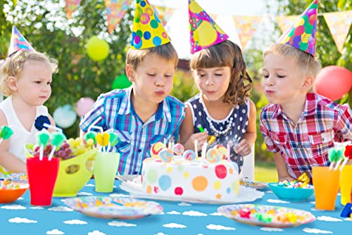Funstown Blue Sky Plastic Tablecloth, 4 Pack Disposable Table Cover For Birthday Party Decoration, Cartoon Party Tablecover For Baby Kids Shower Party Decoration Supplies(108" X 54") #TOP4